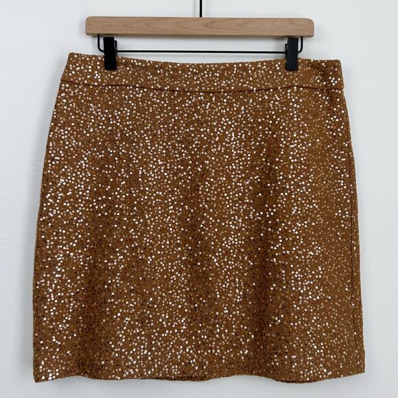 Ann Taylor LOFT Wool Blend Sequin Camel Mini Skirt NWT - Picture 1 of 7